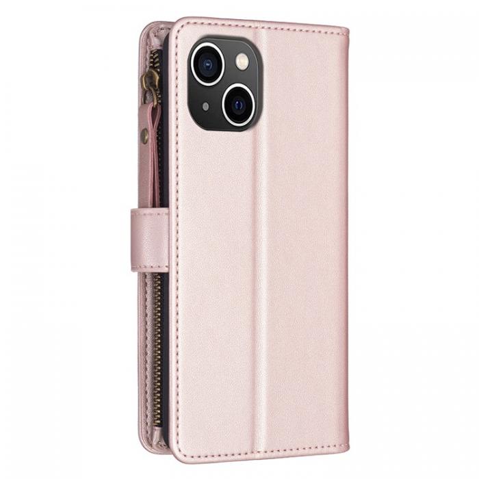 A-One Brand - iPhone 15 Plnboksfodral Zipper Flip - Rosa Guld