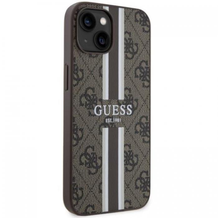 Guess - Guess iPhone 14 Plus Mobilskal MagSafe 4G Printed Stripes Brun