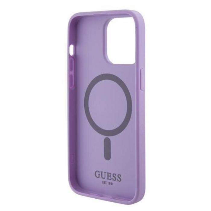 Guess - Guess iPhone 15 Pro Mobilskal Magsafe Saffiano - Lila
