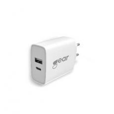 GEAR - Gear Laddare 220V 1xUSB-C + 1xUSB-A 25W + 18W PD/PPS QC - Vit