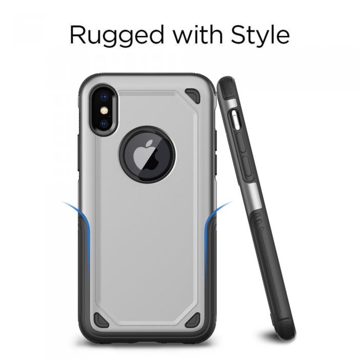 UTGATT4 - Rugged Armor Skal till Apple iPhone XS / X - Silver