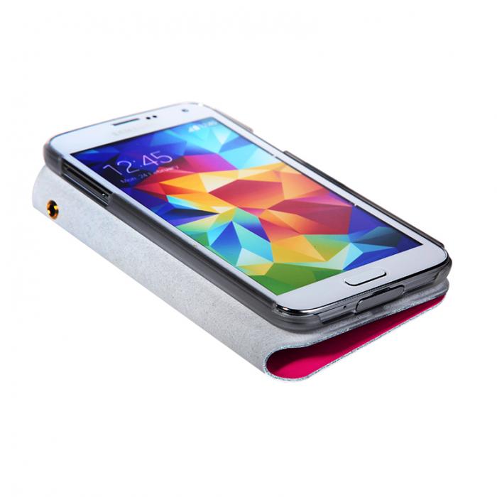 UTGATT4 - Doormoon Plnboksfodral till Samsung Galaxy S5 - Magenta