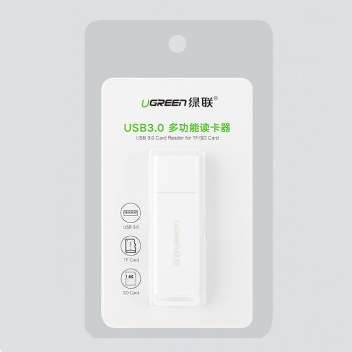 Ugreen - Ugreen Brbar TF/SD-kortlsare fr USB 3.0 - Vit