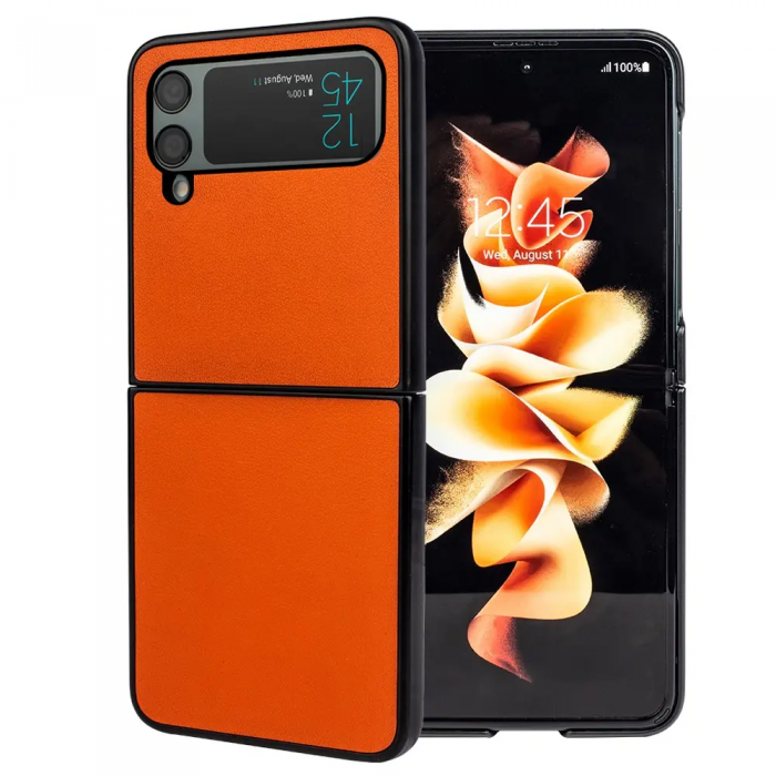 Taltech - Galaxy Z Flip4 5G Mobilskal kta Lder - Orange