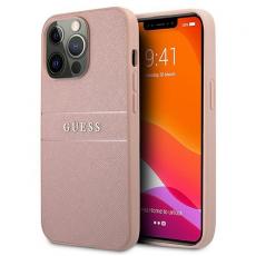 Guess - Guess iPhone 13 Pro Skal Max Saffiano Stripe - Rosa