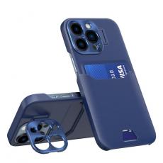 A-One Brand - Galaxy S23 Mobilskal Korthållare Läder Kickstand - Blå