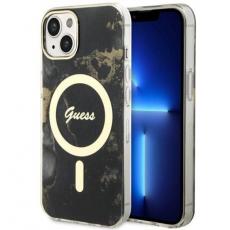 Guess - Guess iPhone 14 Plus Mobilskal MagSafe Guld Marble - Svart