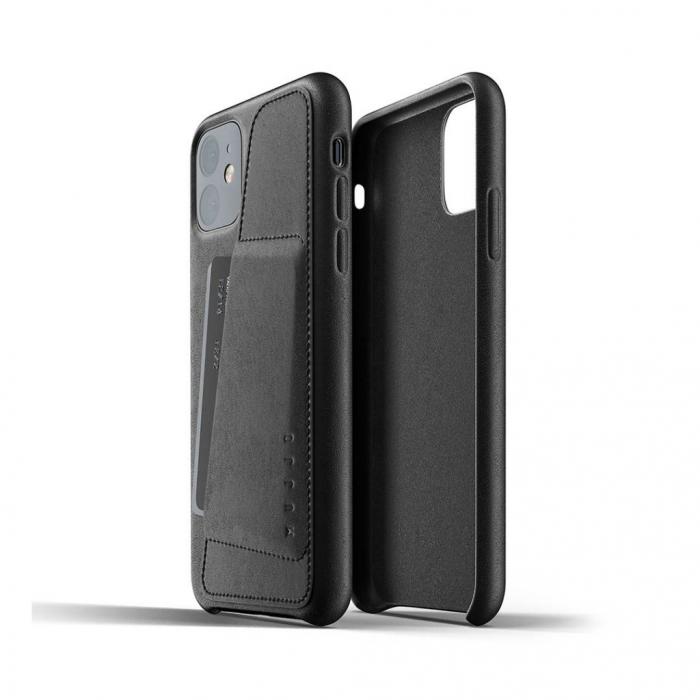 UTGATT4 - Mujjo Full Leather Wallet Case fr iPhone 11 - Svart