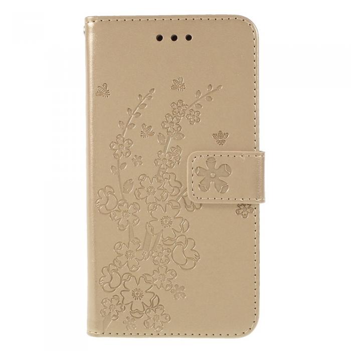 UTGATT4 - Butterfly Flowers Plnboksfodral till Samsung Galaxy S10E - Guld