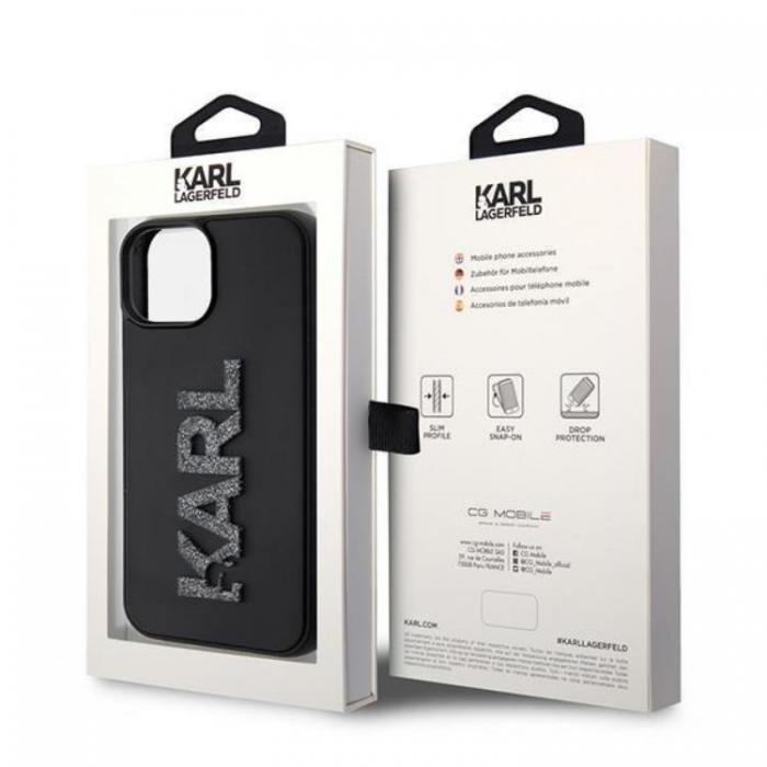 KARL LAGERFELD - Karl Lagerfeld iPhone 15 Mobilskal 3D Glitter Logo - Svart