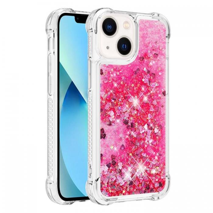 A-One Brand - iPhone 14 Plus Skal Liquid Floating Glitter - Rosa