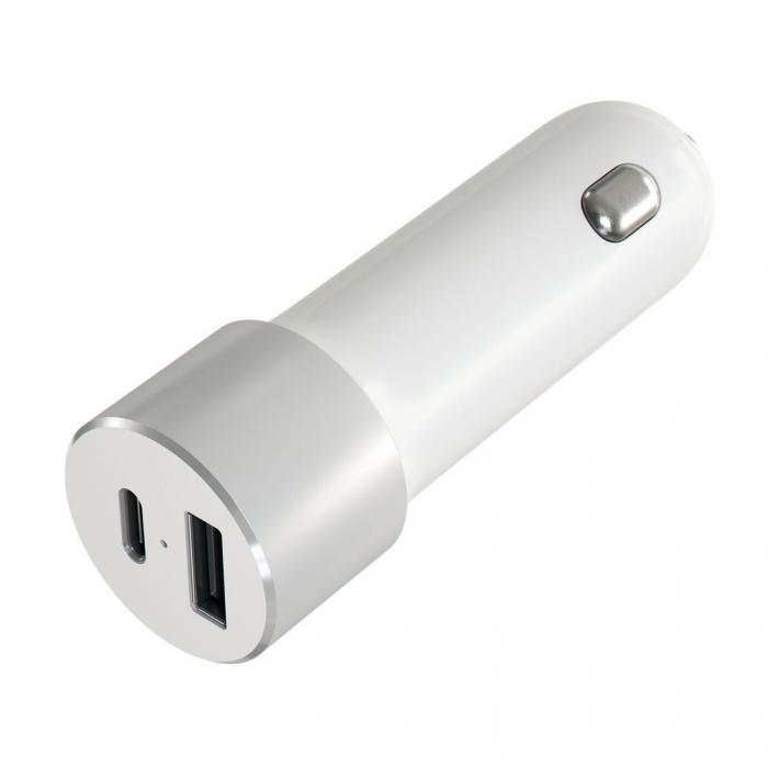 UTGATT5 - Satechi USB-C billaddare med Typ-C och USB A-utgngar - Vit