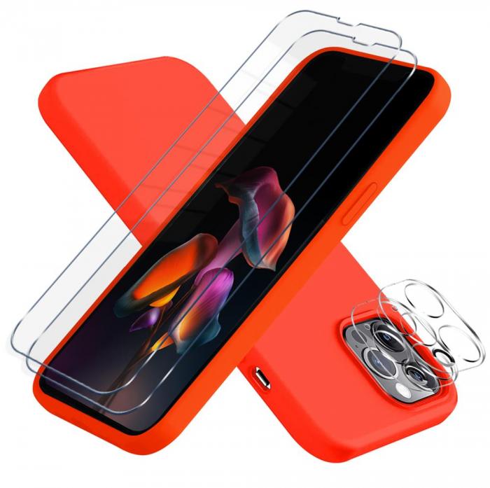 OEM - iPhone 13 Pro Max [5-PACK] 1 X Skal, 2 X Kameralinsskydd, 2 X Hrdat Glas, Rd