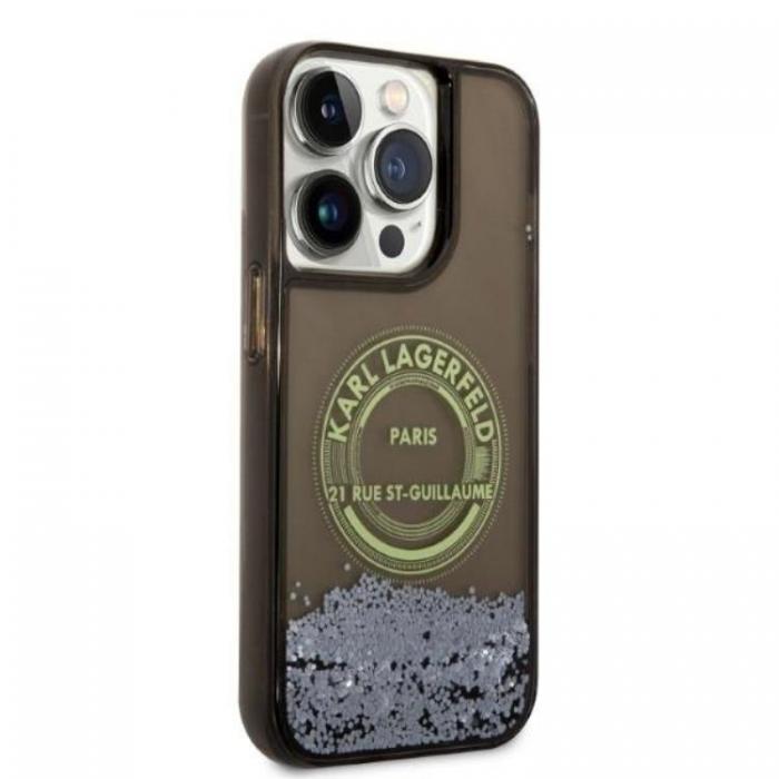 KARL LAGERFELD - Karl Lagerfeld iPhone 14 Pro Skal Liquid Glitter RSG - Svart