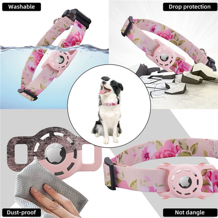 A-One Brand - Airtag Skal Digital Printing Pets Collar Cross Border - Rosa