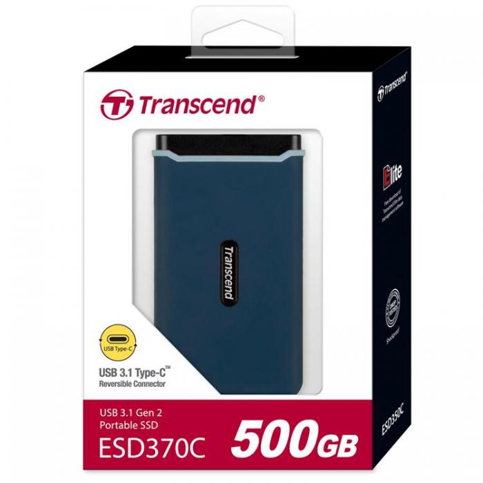 Transcend - Transcend Portabel SSD ESD370C USB-C 500GB (R1050/W950)