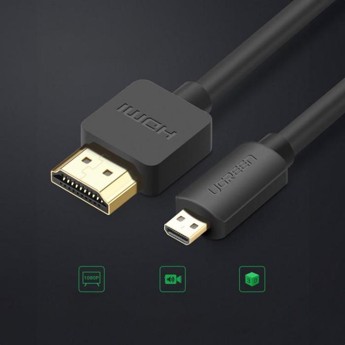Ugreen - Ugreen HDMI 2.0 Till Micro HDMI Kabel 2 m - Svart