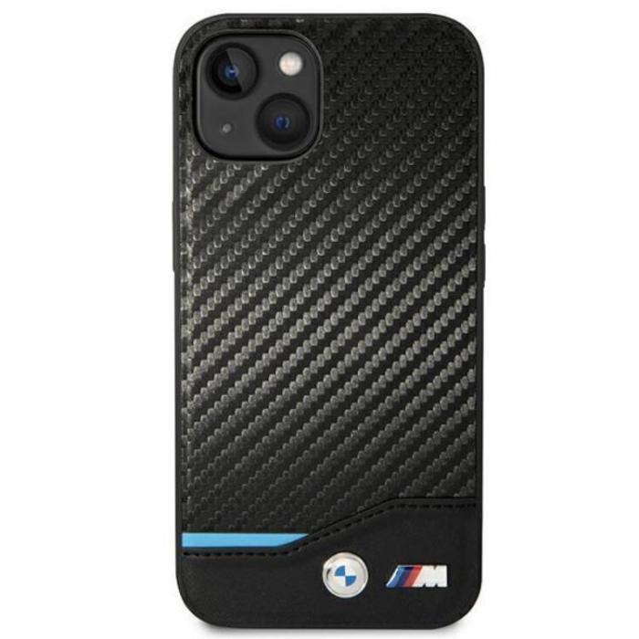 BMW - BMW iPhone 14 Skal Lder Carbon - Svart