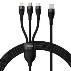 BASEUS - Baseus 3in1 Typ-C till microUSB Typ-C Lightning Kabel 100 W 1.5 m - Svart