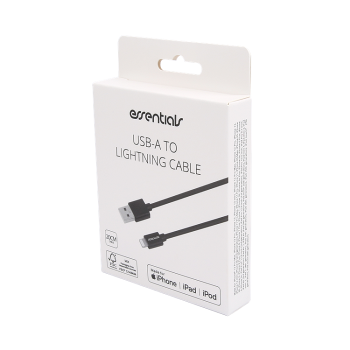 UTGATT1 - Essentials MFi USB-A Lightning Kabel 20cm - Svart