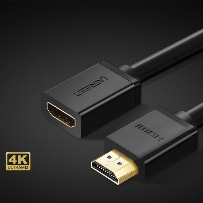 Ugreen - Ugreen HDMI Hane Till HDMI Hona 2.0 Kabel 4K 1m - Svart