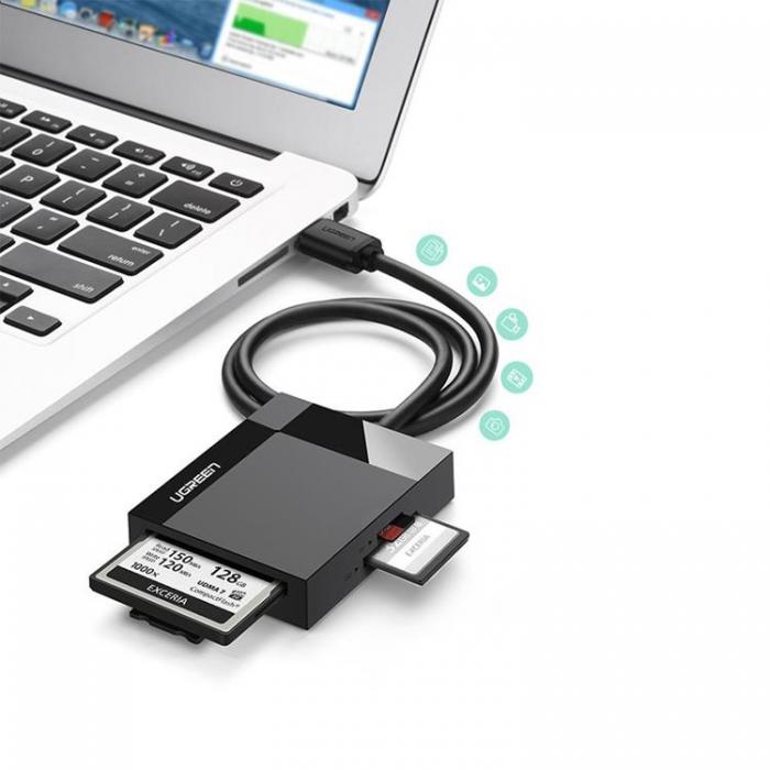 Ugreen - Ugreen USB 3.0 SD/Micro SD/CF/MS Minneskort Lsare - Svart