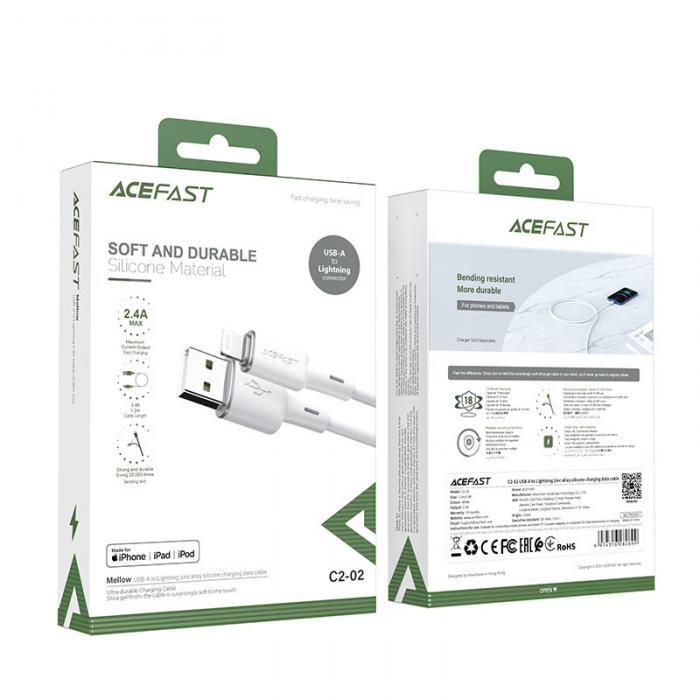 Acefast - Acefast USB Till Lightning Kabel 1.2m - Vit