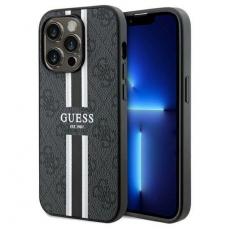 Guess - Guess iPhone 15 Pro Mobilskal Magsafe 4G Printed Stripes - Svart