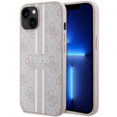 Guess - Guess iPhone 15/14/13 Mobilskal Magsafe 4g Stripes - Rosa