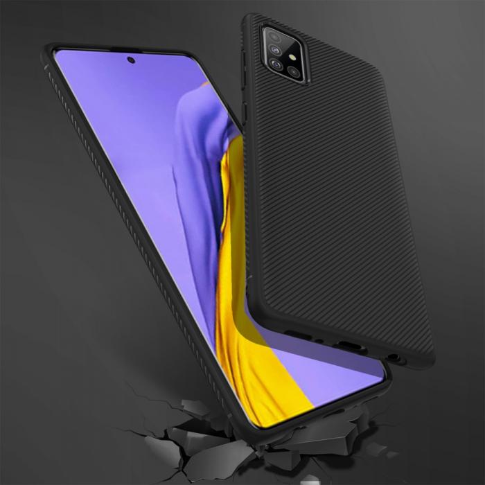 A-One Brand - Twill Texture flexicase skal Samsung Galaxy A51 5G - Svart