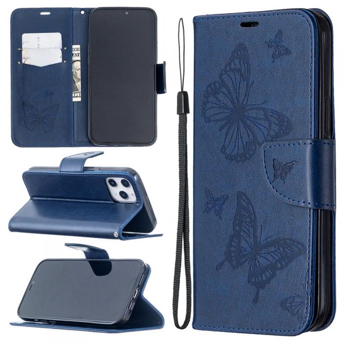 OEM - Imprint Butterfly Plnboksfodral iPhone 12 Pro Max - Bl