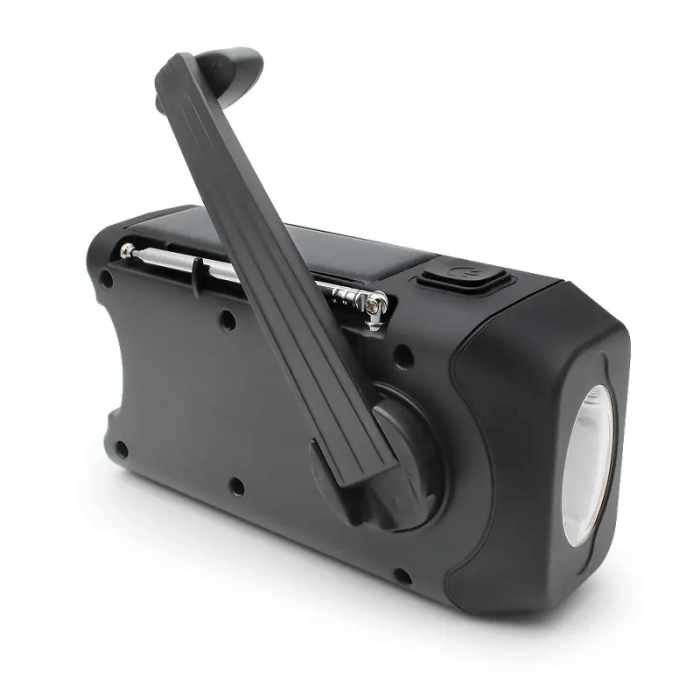 A-One Brand - Vevradio med Solceller, Ficklampa och 2000mAh Powerbank