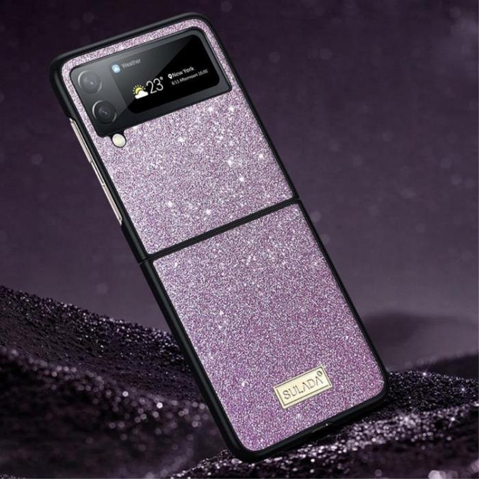 SULADA - SULADA Galaxy Z Flip 4 Skal Glitter Sequins - Lila