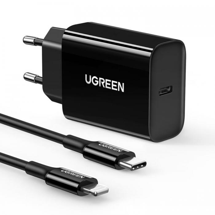 UTGATT5 - Ugreen Travel Vggladdare USB-C Kabel USB-C 20W - Svart