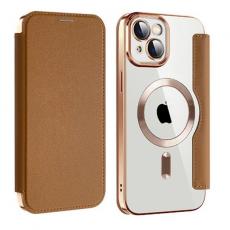 A-One Brand - iPhone 14 Plus Magsafe Plånboksfodral RFID Flip - Brun