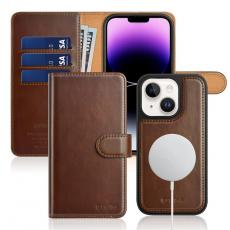 PULOKA - Puloka iPhone 14 Plus Plånboksfodral Magsafe 2in1 Detachable - Brun