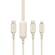 Dudao - Dudao 2in1 USB-C Till USB-C/Lightning Kabel 1.2m - Beige