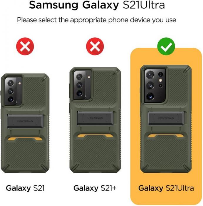 UTGATT4 - VRS DESIGN - Damda QuickStand Skal Samsung Galaxy S21 Ultra- Grn