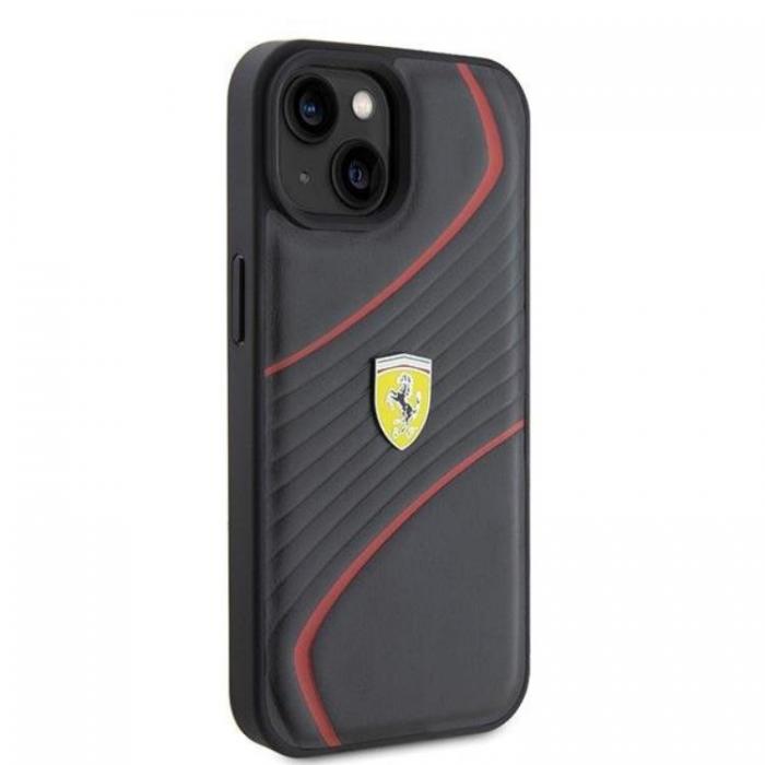 Ferrari - Ferrari iPhone 15 Mobilskal Twist Metal Logo - Svart
