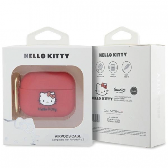 Hello Kitty - Hello Kitty AirPods Pro 2 (2022/2023) Skal Silikon 3D Kitty Head - Rd
