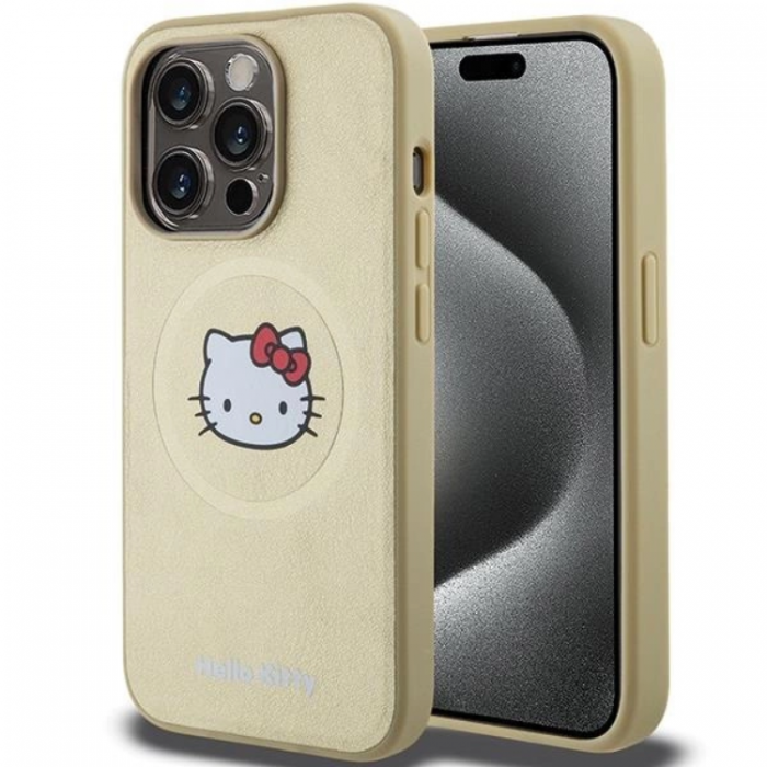 Hello Kitty - Hello Kitty iPhone 13 Pro Max Mobilskal Magsafe Lder Kitty Head - Guld
