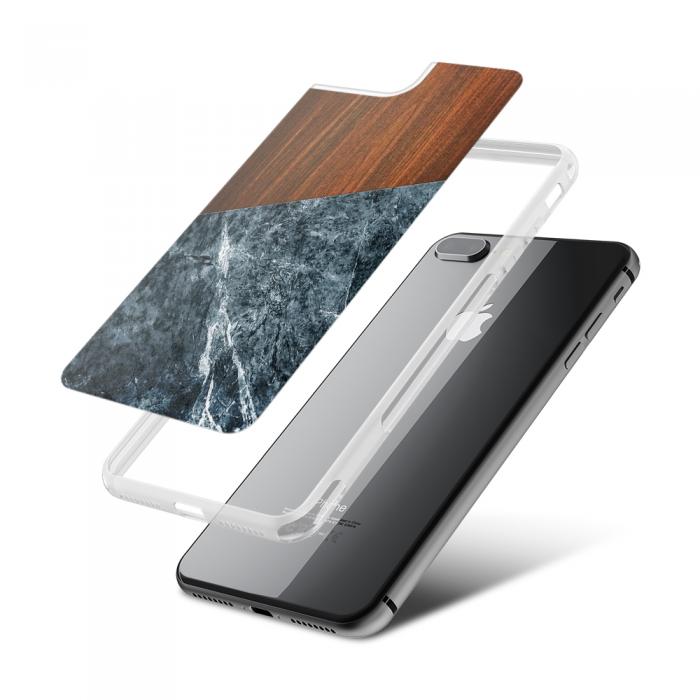 UTGATT5 - Fashion mobilskal till Apple iPhone 8 Plus - Wooden Marble Dark B