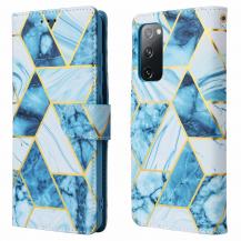 A-One Brand - Marble Grid Plånboksfodral till Galaxy S20 FE - Blå