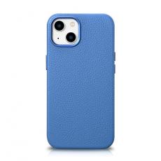 ICARER - iCarer iPhone 14 Plus Skal Magsafe Äkta Läder Litchi Premium - Ljusblå