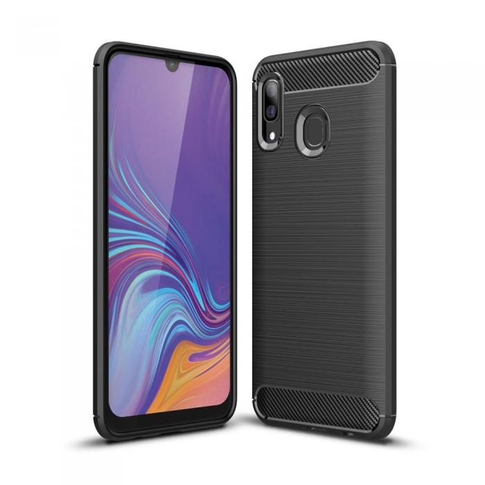 A-One Brand - Carbon Brushed mobilskal till Samsung Galaxy A40 - Svart