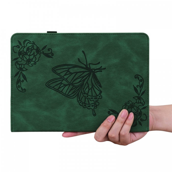 A-One Brand - iPad 10.9 (2022) Fodral Butterfly Flower Imprinted - Grn
