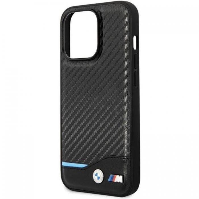 BMW - BMW iPhone 13 Pro Mobilskal Lder Carbon - Svart