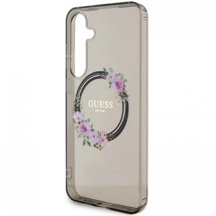 Guess - Guess Galaxy S24 Plus Mobilskal Magsafe IML Flowers Wreath - Svart