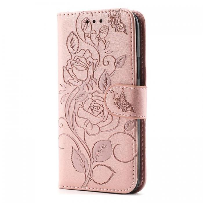 A-One Brand - iPhone 14 Plnboksfodral Imprinted Roses - Rosa