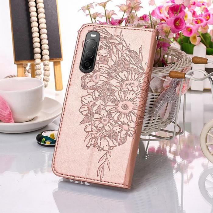 A-One Brand - Sony Xperia 10 IV Plnboksfodral Butterfly - Rosa Guld
